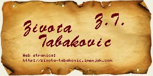 Života Tabaković vizit kartica